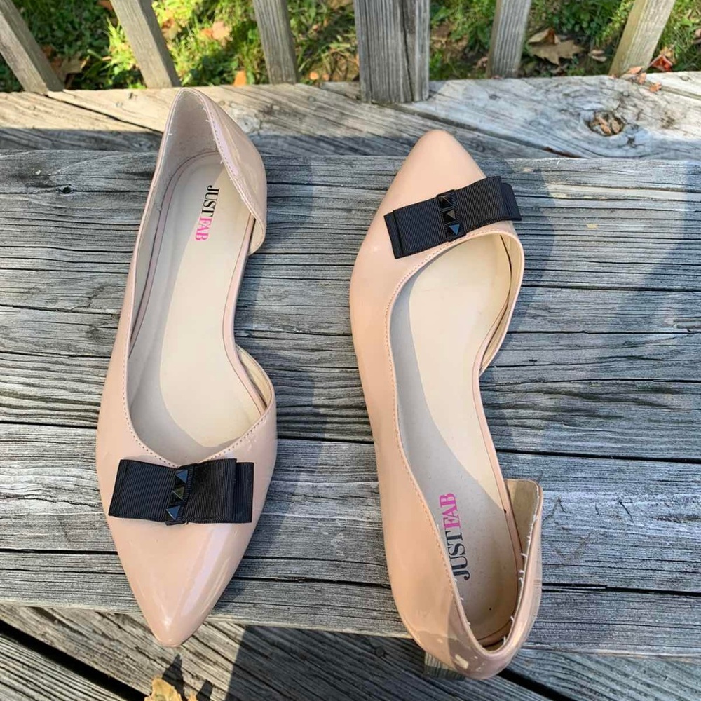 Patent Nude Leather Flats